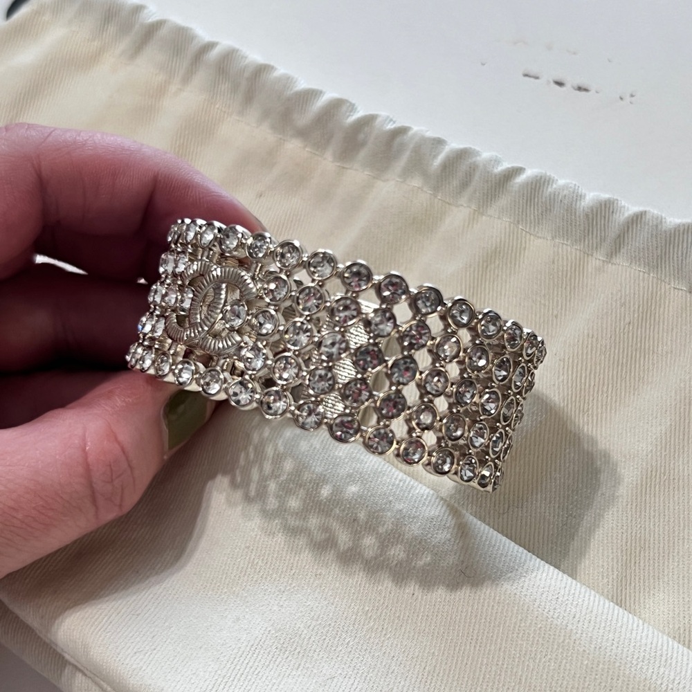 Cuff Silver Adjustable Silver Crystal Bracelet - image 3